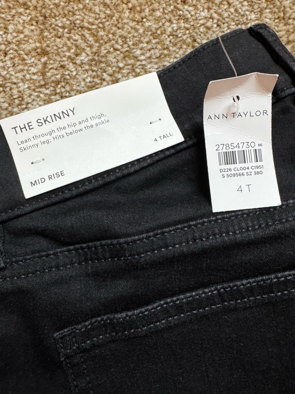 Ann Taylor Black Mid-Rise Skinny Jeans - Picture 4 of 4